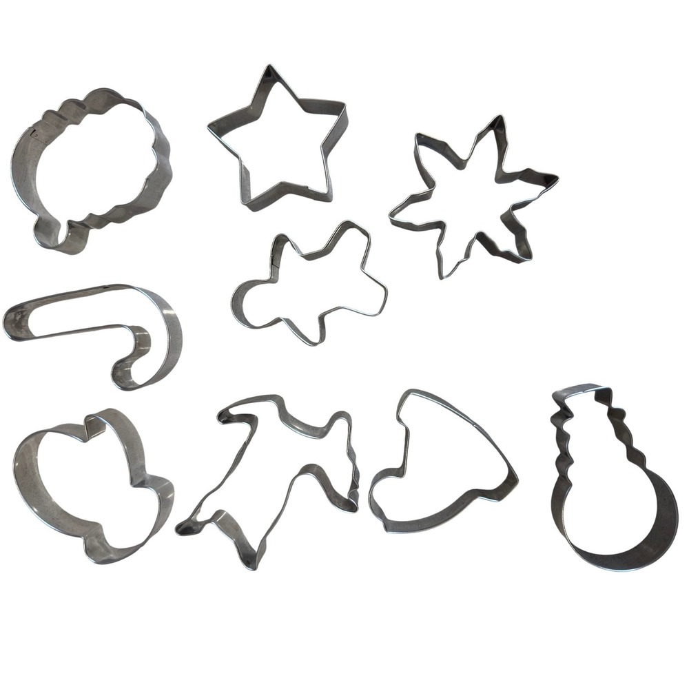 14 Piece Christmas Cookie Cutter Set Stainless Steel Holiday Baking Molds Silver - Picture 3 of 4